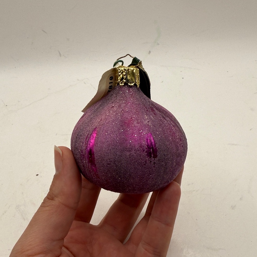 NWT Christborn Purple Onion Food Glass Ornament Collectible Christmas Decor